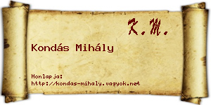 Kondás Mihály névjegykártya